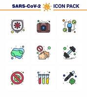 Novel Coronavirus 2019nCoV 9 Filled Line Flat Color icon pack covid soap coronavirus hand viral viral coronavirus 2019nov disease Vector Design Elements