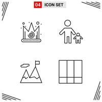 4 Icons Line Style Grid Based Creative Outline Symbols for Website Design Simple Line Icon Signs Isolated on White Background 4 Icon Set Creative Black Icon vector background