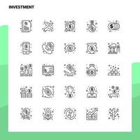 conjunto de iconos de línea de inversión conjunto de 25 iconos diseño de estilo minimalista vectorial conjunto de iconos negros paquete de pictogramas lineales vector