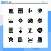 16 Universal Solid Glyphs Set for Web and Mobile Applications box marketing cable graph business Editable Vector Design Elements