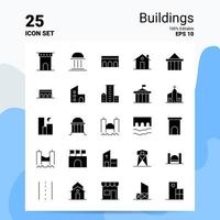 25 conjunto de iconos de edificios 100 archivos editables eps 10 ideas de concepto de logotipo de empresa diseño de icono de glifo sólido vector