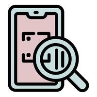 Search qr code icon outline vector. Mobile scan vector