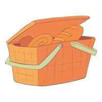 Bakery basket icon, cartoon and flat style vector