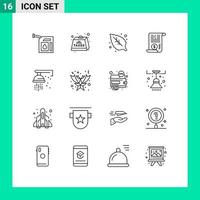 Pack of 16 Modern Outlines Signs and Symbols for Web Print Media such as plumber finance tax dollar file Editable Vector Design Elements