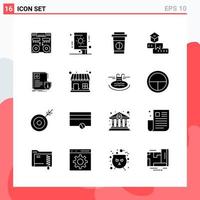 Collection of 16 Vector Icons in solid style Modern Glyph Symbols for Web and Mobile Solid Icon Sign Isolated on White Background 16 Icons Creative Black Icon vector background