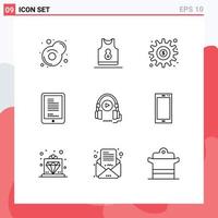 Universal Icon Symbols Group of 9 Modern Outlines of language hardware dollar coding options Editable Vector Design Elements