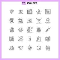 25 Universal Line Signs Symbols of chart web construction web page face Editable Vector Design Elements