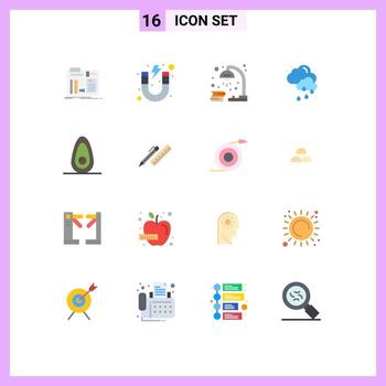 16 Flat Color concept for Websites Mobile and Apps weather cloud school study light Editable Pack of Creative Vector Design Elements