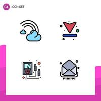 Modern Set of 4 Filledline Flat Colors Pictograph of cloud ammeter line arrows meter Editable Vector Design Elements