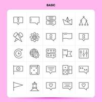 OutLine 25 Basic Icon set Vector Line Style Design Black Icons Set Linear pictogram pack Web and Mobile Business ideas design Vector Illustration