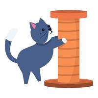 Cat play stand icon, cartoon style vector