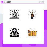 User Interface Pack of 4 Basic Filledline Flat Colors of incense agriculture sticks human wheat straw Editable Vector Design Elements