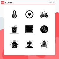 9 Creative Icons Modern Signs and Symbols of user interface truck communication drink Editable Vector Design Elements