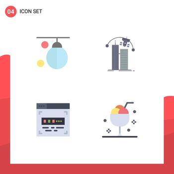 4 concepto de icono plano para sitios web móviles y aplicaciones bolsa corporación punzonado codificador de ciudad inteligente elementos de diseño vectorial editables vector