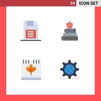 Set of 4 Vector Flat Icons on Grid for memory card autumn sd card books canada Editable Vector Design Elements