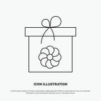 Gift Box Flower Spring Line Icon Vector