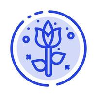 Decoration Easter Flower Plant Blue Dotted Line Line Icon vector