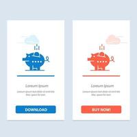 Piggybank Economy Piggy Safe Savings  Blue and Red Download and Buy Now web Widget Card Template vector