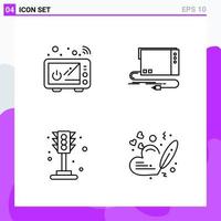 Set of 4 icons in Line style Creative Outline Symbols for Website Design and Mobile Apps Simple Line Icon Sign Isolated on White Background 4 Icons Creative Black Icon vector background