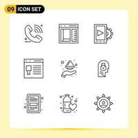 Universal Icon Symbols Group of 9 Modern Outlines of website development development develop setting Editable Vector Design Elements
