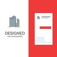 rascacielos arquitectura edificios oficina de negocios inmobiliaria diseño de logotipo gris y plantilla de tarjeta de visita vector