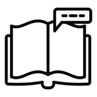 icono de libro abierto de aprendizaje interactivo, estilo de esquema vector