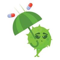 Umbrella antibiotic resistance icon, cartoon style vector