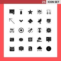 Mobile Interface Solid Glyph Set of 25 Pictograms of gemstone earring movie thanksgiving gratitude Editable Vector Design Elements