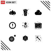 Set of 9 Commercial Solid Glyphs pack for red support cloud question info Editable Vector Design Elements