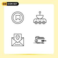 paquete de línea de vector editable de 4 colores planos de línea rellena simple de dirección de interfaz ciencia de usuario elementos de diseño de vector editable de halloween