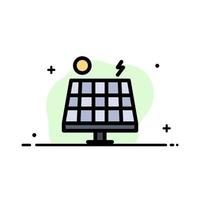 energía medio ambiente verde solar negocio línea plana icono lleno vector banner plantilla