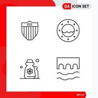 Creative Set of 4 Universal Outline Icons isolated on White Background Creative Black Icon vector background