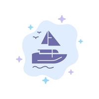 Boat Ship Transport Vessel Blue Icon on Abstract Cloud Background vector