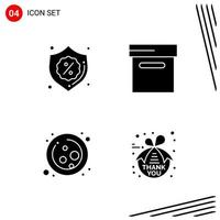 colección de 4 iconos vectoriales en estilo sólido símbolos de glifo perfecto de píxeles para web y signos de iconos sólidos móviles sobre fondo blanco 4 iconos fondo de vector de icono negro creativo