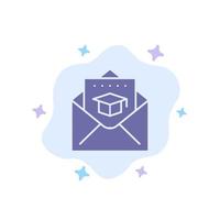 Cap Education Graduation Mail Blue Icon on Abstract Cloud Background vector