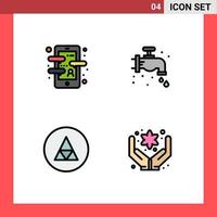 Modern Set of 4 Filledline Flat Colors and symbols such as app magic language mechanical sign Editable Vector Design Elements