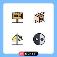 Mobile Interface Filledline Flat Color Set of 4 Pictograms of board creativity advertising goods imagination Editable Vector Design Elements