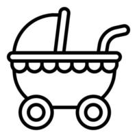 Baby pram icon, outline style vector