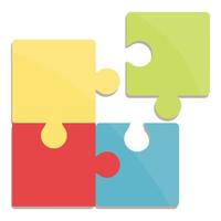 Problem solving puzzle icon, cartoon style vector