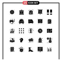 Set of 25 Vector Solid Glyphs on Grid for layout collage eco presentation analytics Editable Vector Design Elements