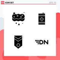 Collection of 4 Vector Icons in solid style Modern Glyph Symbols for Web and Mobile Solid Icon Sign Isolated on White Background 4 Icons Creative Black Icon vector background