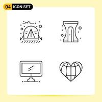 4 Creative Icons for Modern website design and responsive mobile apps 4 Outline Symbols Signs on White Background 4 Icon Pack Creative Black Icon vector background