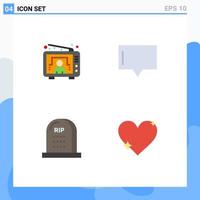 Modern Set of 4 Flat Icons and symbols such as entertainment graveyard user talk rip Editable Vector Design Elements