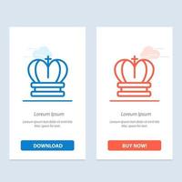 Crown King Royal Empire  Blue and Red Download and Buy Now web Widget Card Template vector