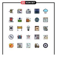 Modern Set of 25 Filled line Flat Colors Pictograph of wifi cloud right layout phone Editable Vector Design Elements