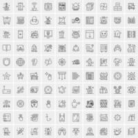 paquete de 100 iconos de líneas universales para móviles y web vector