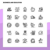 conjunto de iconos de línea de negocios y educación conjunto de 25 iconos diseño de estilo minimalista vectorial conjunto de iconos negros paquete de pictogramas lineales vector