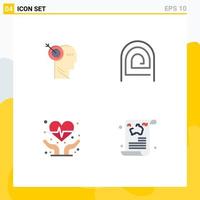 4 Flat Icon concept for Websites Mobile and Apps arrow cardiogram target password heart health Editable Vector Design Elements