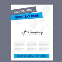 Telescope Title Page Design for Company profile annual report presentations leaflet Brochure Vector Background