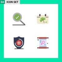 Pictogram Set of 4 Simple Flat Icons of complete shield calendar spring day Editable Vector Design Elements